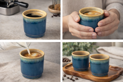 Porselen Kulpsuz Petrol Mavisi Espresso Fincan Bardak