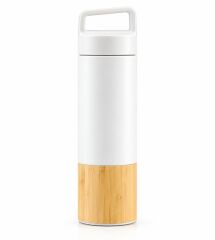 600 ml Beyaz & Bambu Detaylı Termos