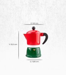 Retro Renkli Moka Pot 3 Fincan Kahve Demleyici