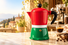 Retro Renkli Moka Pot 6 Fincan Kahve Demleyici