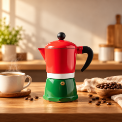 Retro Renkli Moka Pot 6 Fincan Kahve Demleyici